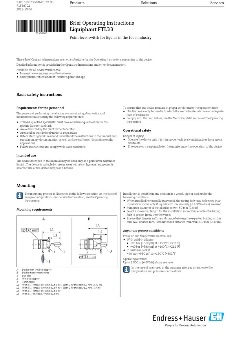 Endress+Hauser Liquiphant FTL33 IO-Link Brief operating instructions Endress+Hauser Liquiphant FTL33 IO-Link Brief operating instructions