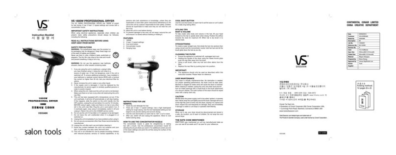 VS Sassoon VS5548K Instruction booklet