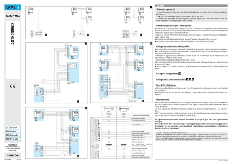 CAME AGTK200V03 User manual