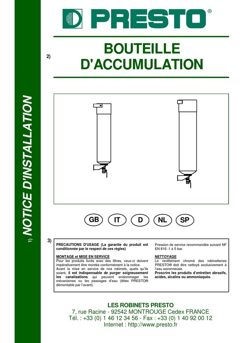 Presto Bouteille 25 L Installation instruction Presto Bouteille 25 L Installation instruction
