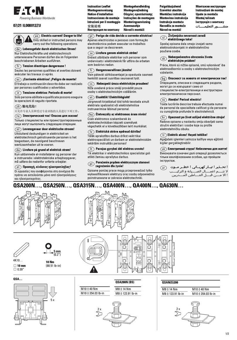 Eaton QSA200N Series Instruction leaflet Eaton QSA200N Series Instruction leaflet