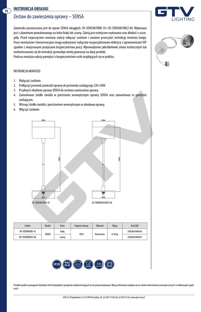GTV SENSA OP-SENZWOKB-10 user manual