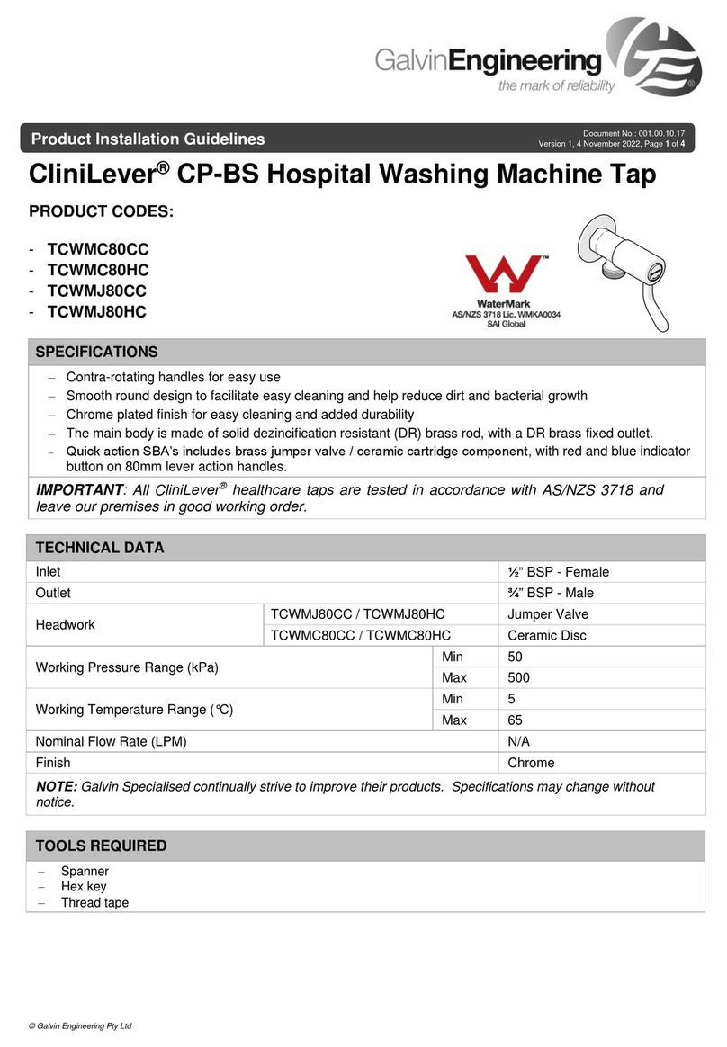 Galvin Engineering CliniLever TCWMC80CC Instruction sheet Galvin Engineering CliniLever TCWMC80CC Instruction sheet