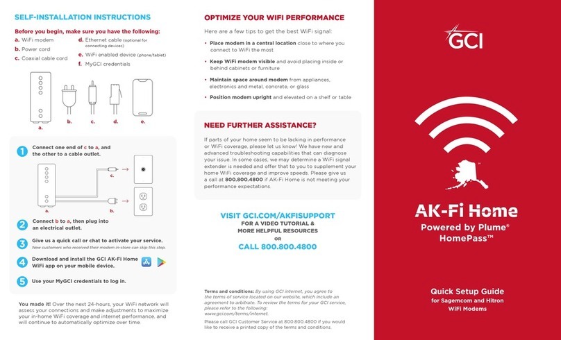 GCI Plume HomePass AK-Fi Home Quick setup guide