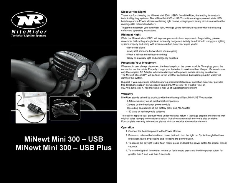 NiteRider MiNewt Mini 300-USB quick start guide NiteRider MiNewt Mini 300-USB quick start guide