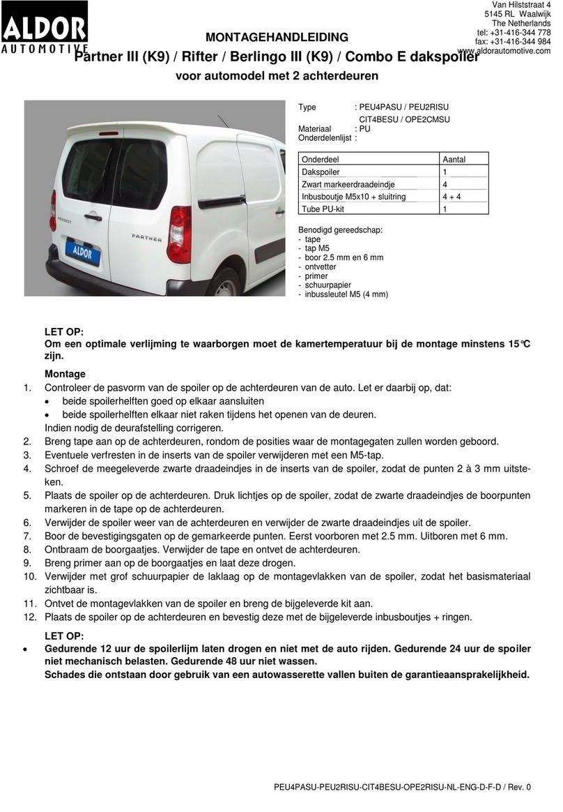 Aldor Automotive PEU4PASU Assembly instructions