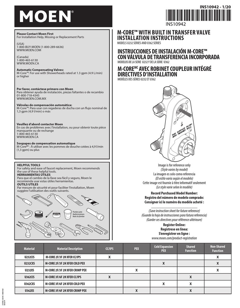 Moen M-Core U232 Series installation instructions
