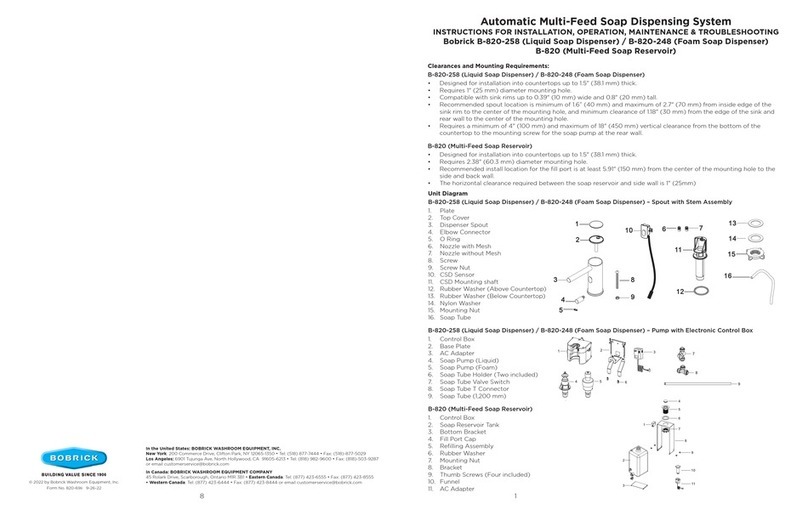 Bobrick B-820-258 Programming manual