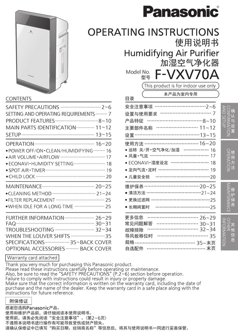Panasonic F-VXV70A operating instructions