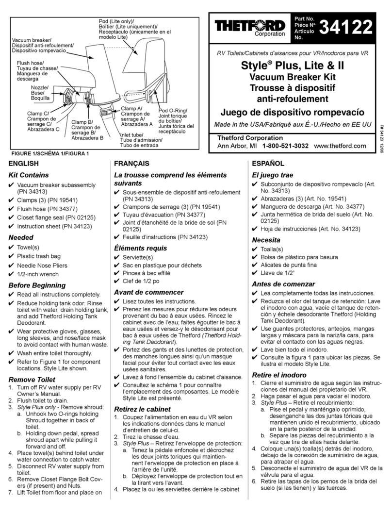 Thetford Style Plus Lite & II 34122 quick start guide