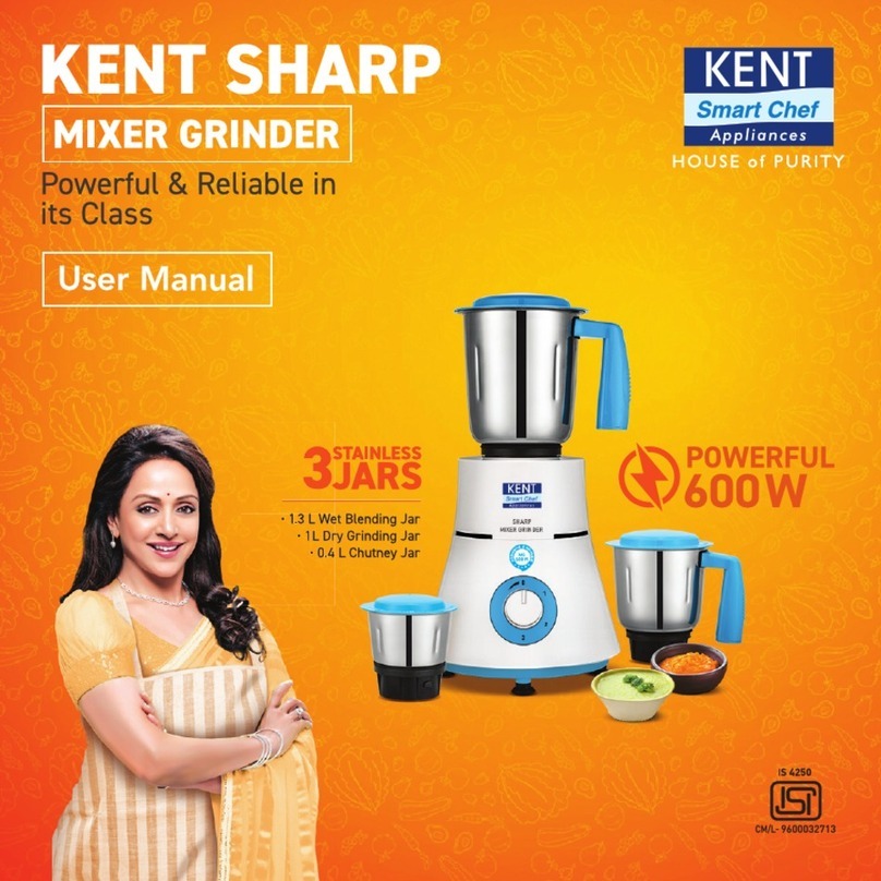 KENT Sharp Mixer Grinder user manual