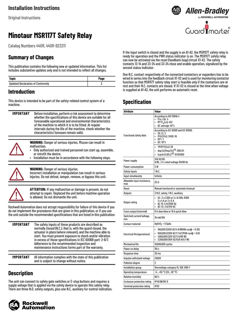 Rockwell Automation Allen-Bradley Guardmaster Minotaur MSR117T User manual