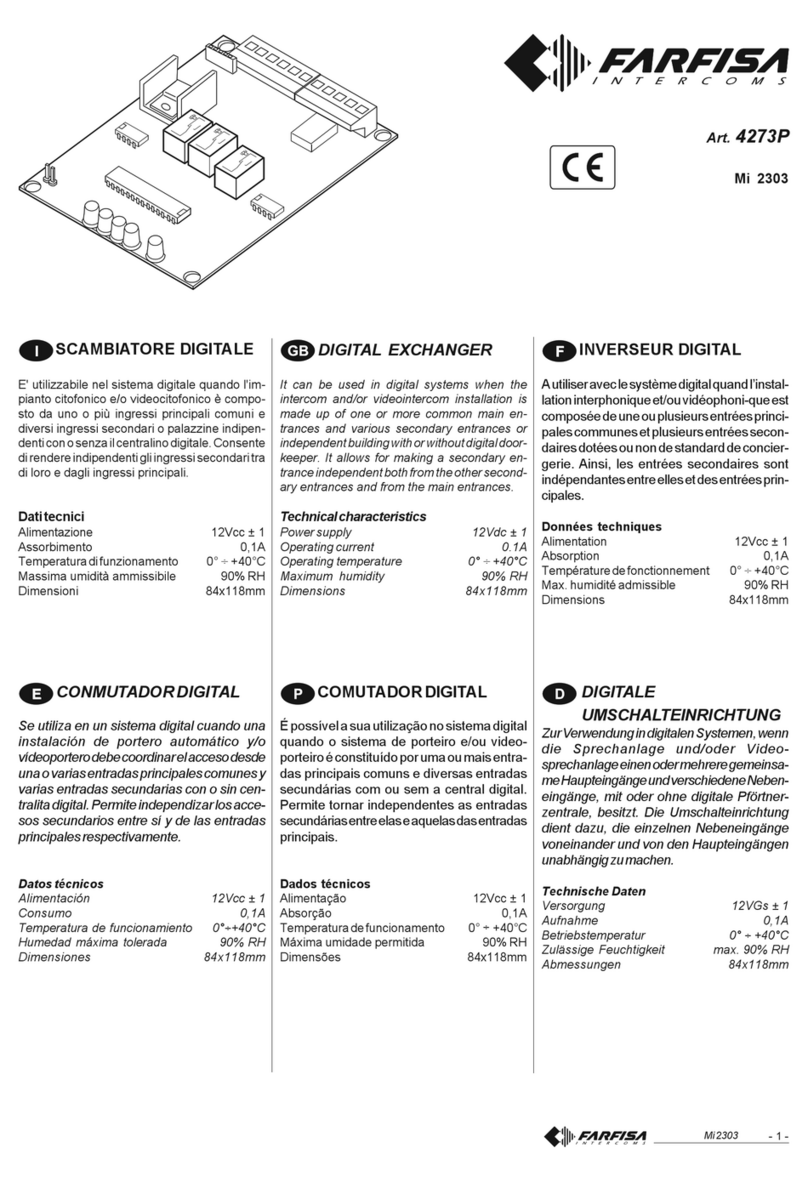 FARFISA INTERCOMS 4273P manual