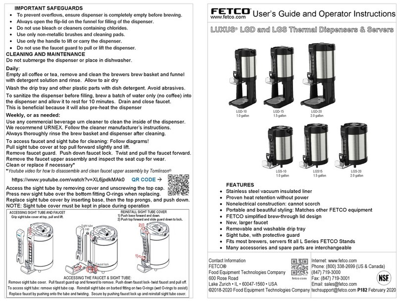 Fetco LUXUS LGD-10 Specifications Fetco LUXUS LGD-10 Specifications