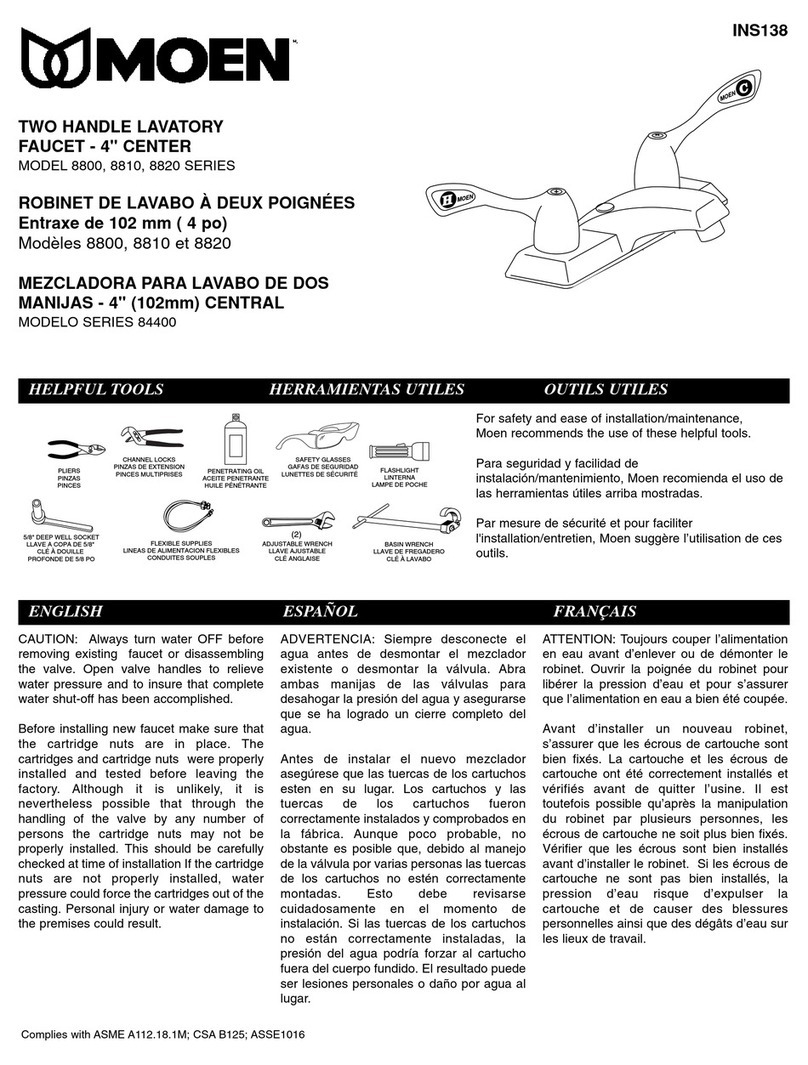 Moen 8800 Series manual Moen 8800 Series manual