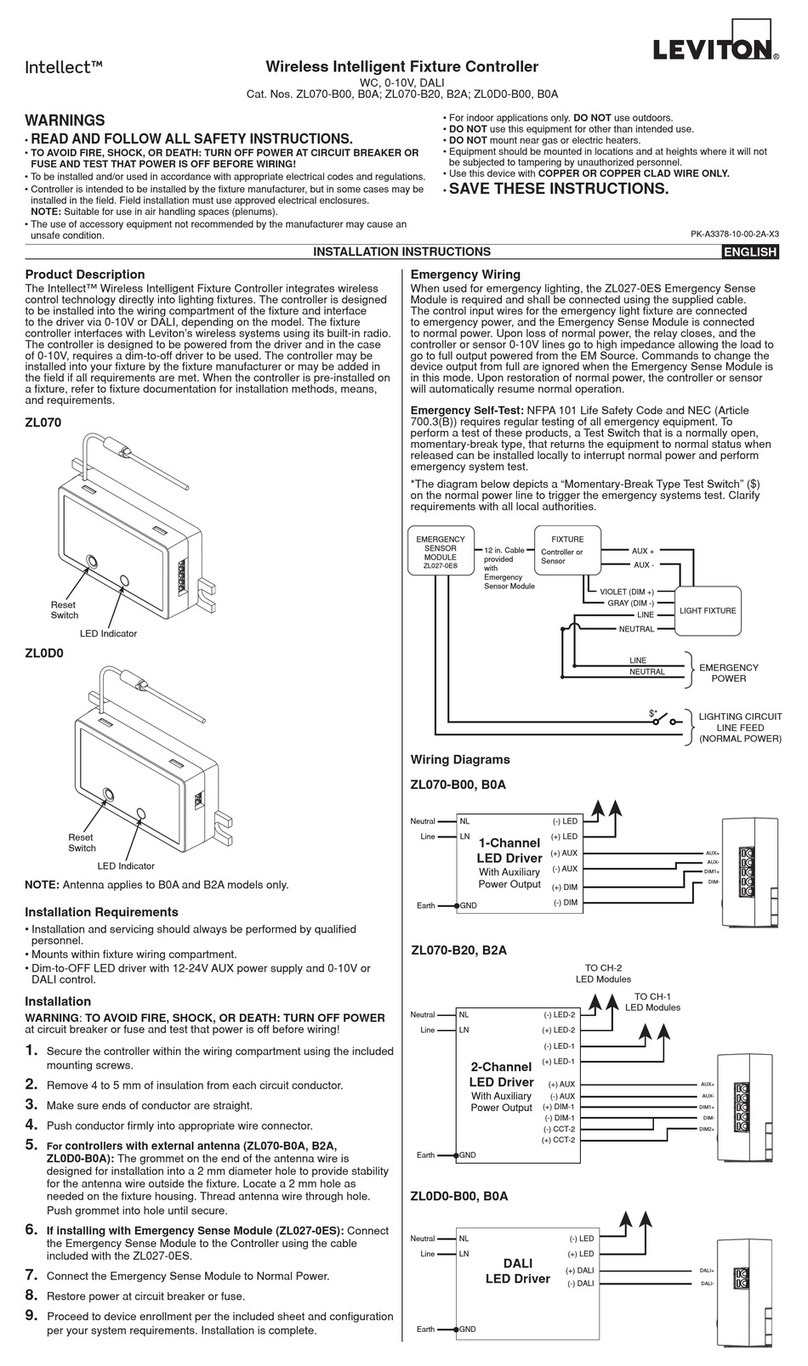Leviton Intellect ZL070-B00 User manual