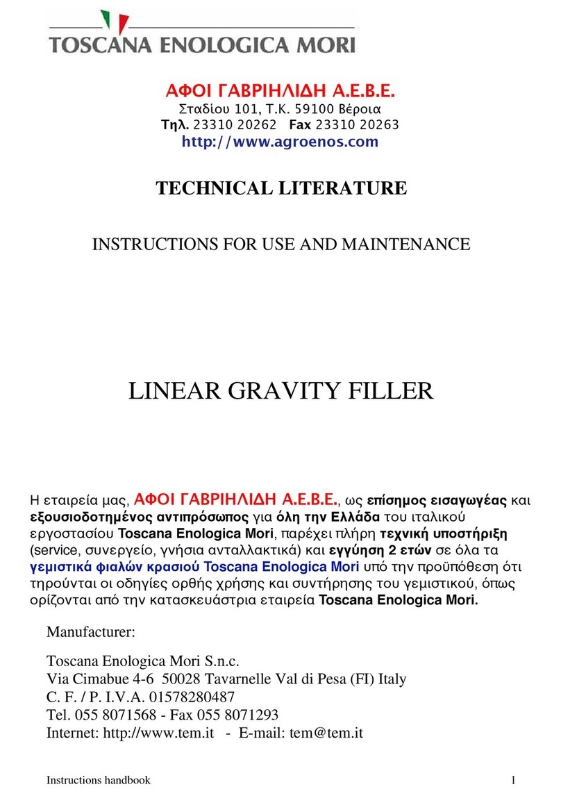 Toscana LINEAR GRAVITY FILLER Specification sheet