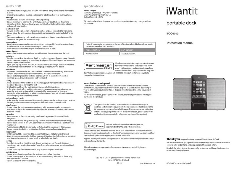 iWantit iPOD1010 User manual