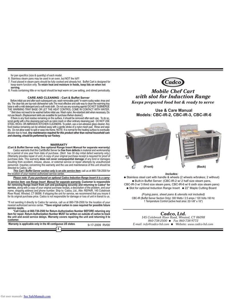 Cadco CBC-IR-2 Use & care manual