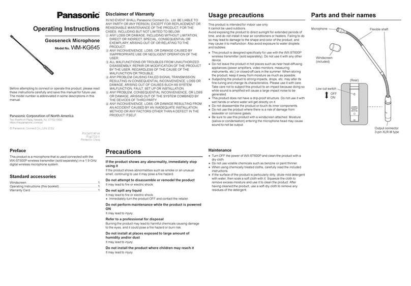Panasonic WM-KG645 operating instructions