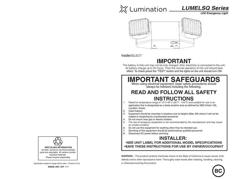 Lumination tradeSELECT LUMELSQ Series quick start guide