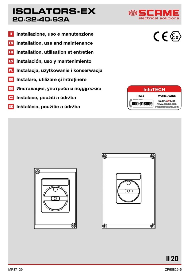Scame ISOLATORS-EX 20A Installation, use and maintenance Scame ISOLATORS-EX 20A Installation, use and maintenance