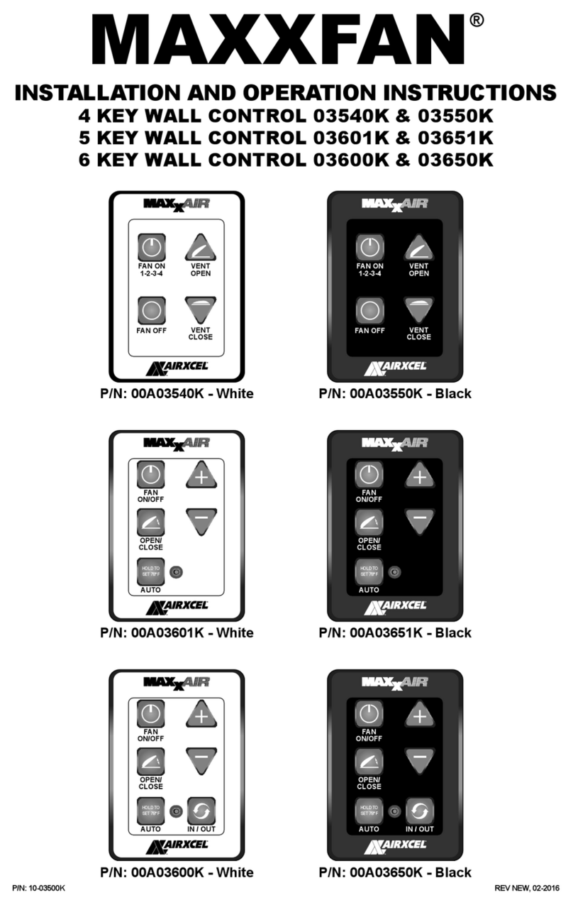 Airxcel MAXXFAN 03540K Assembly, installation and operation instructions