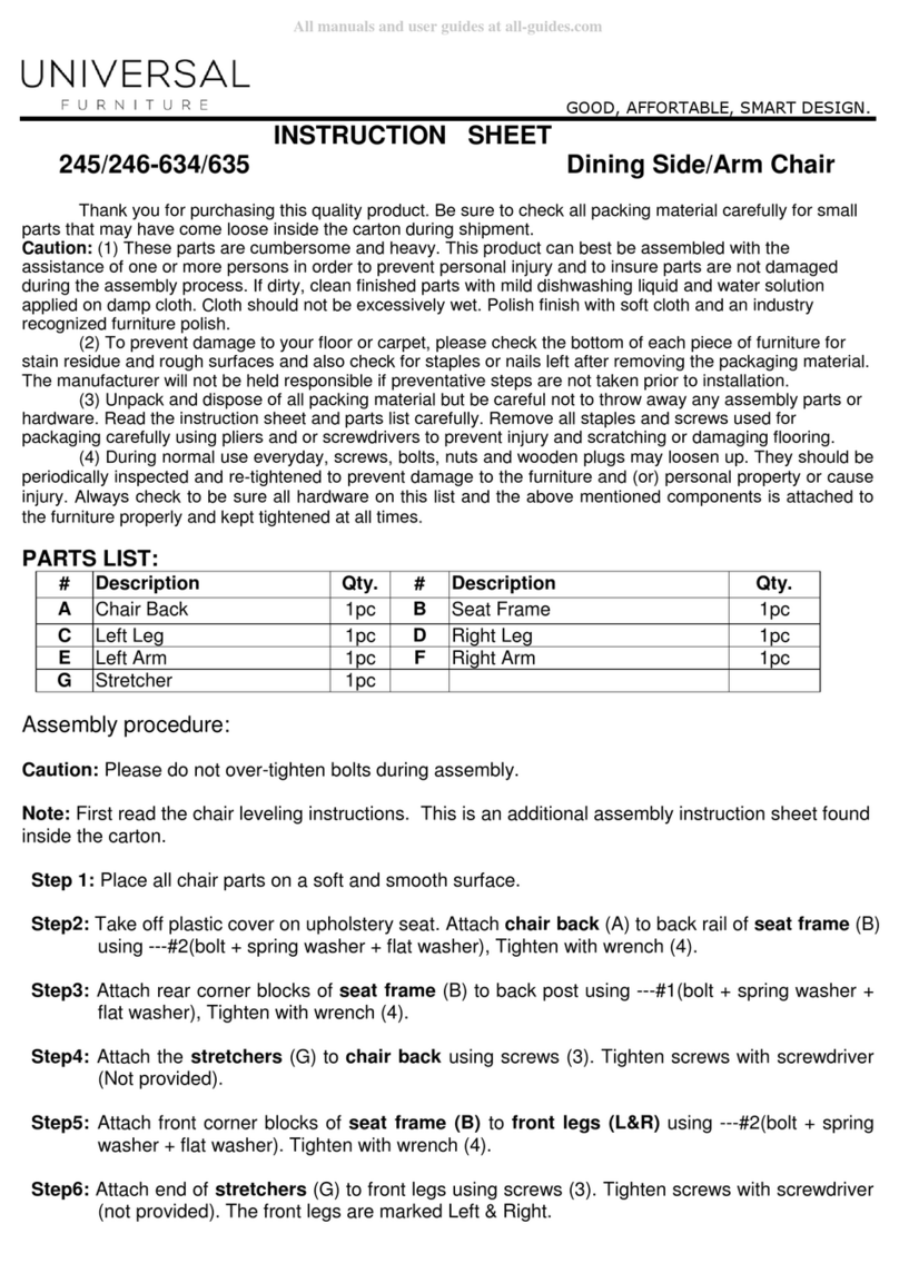 Universal Furniture 245-634 instruction sheet