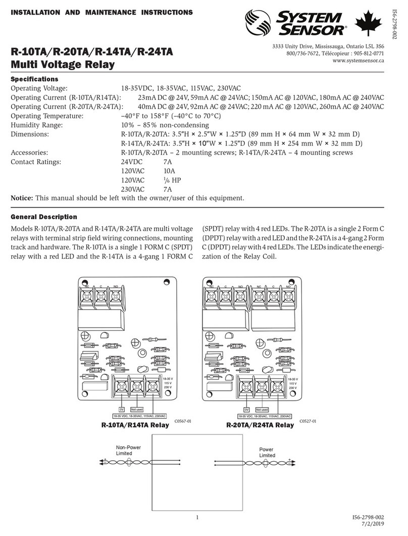 System Sensor R-10TA Installation and maintenance instructions System Sensor R-10TA Installation and maintenance instructions