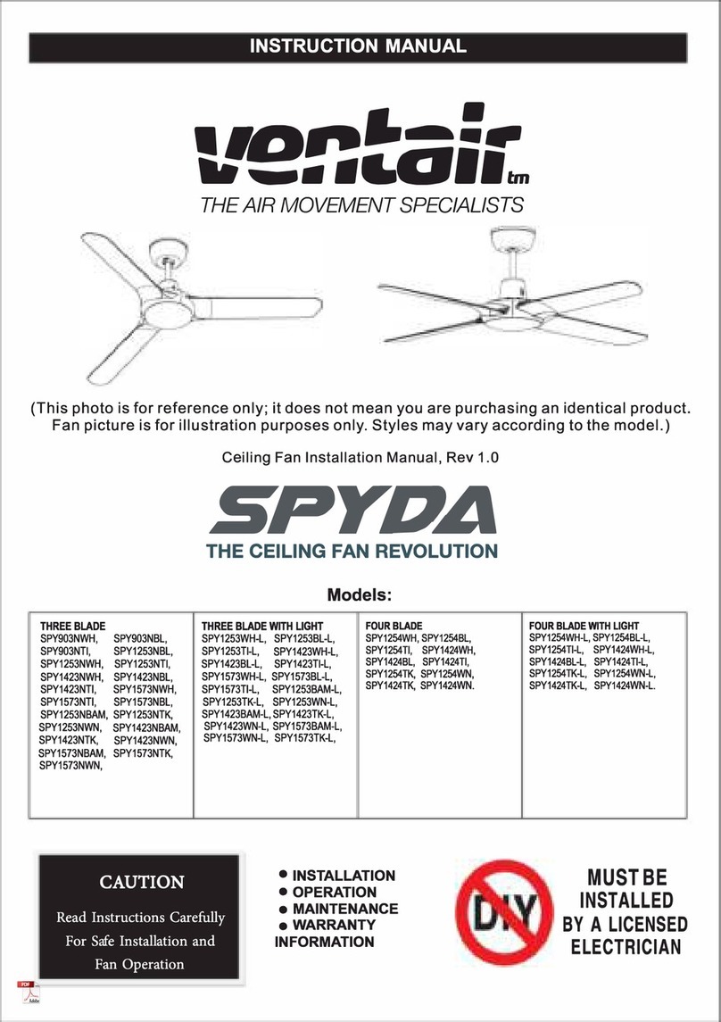 Ventair SPYDA SPY903NWH instruction manual