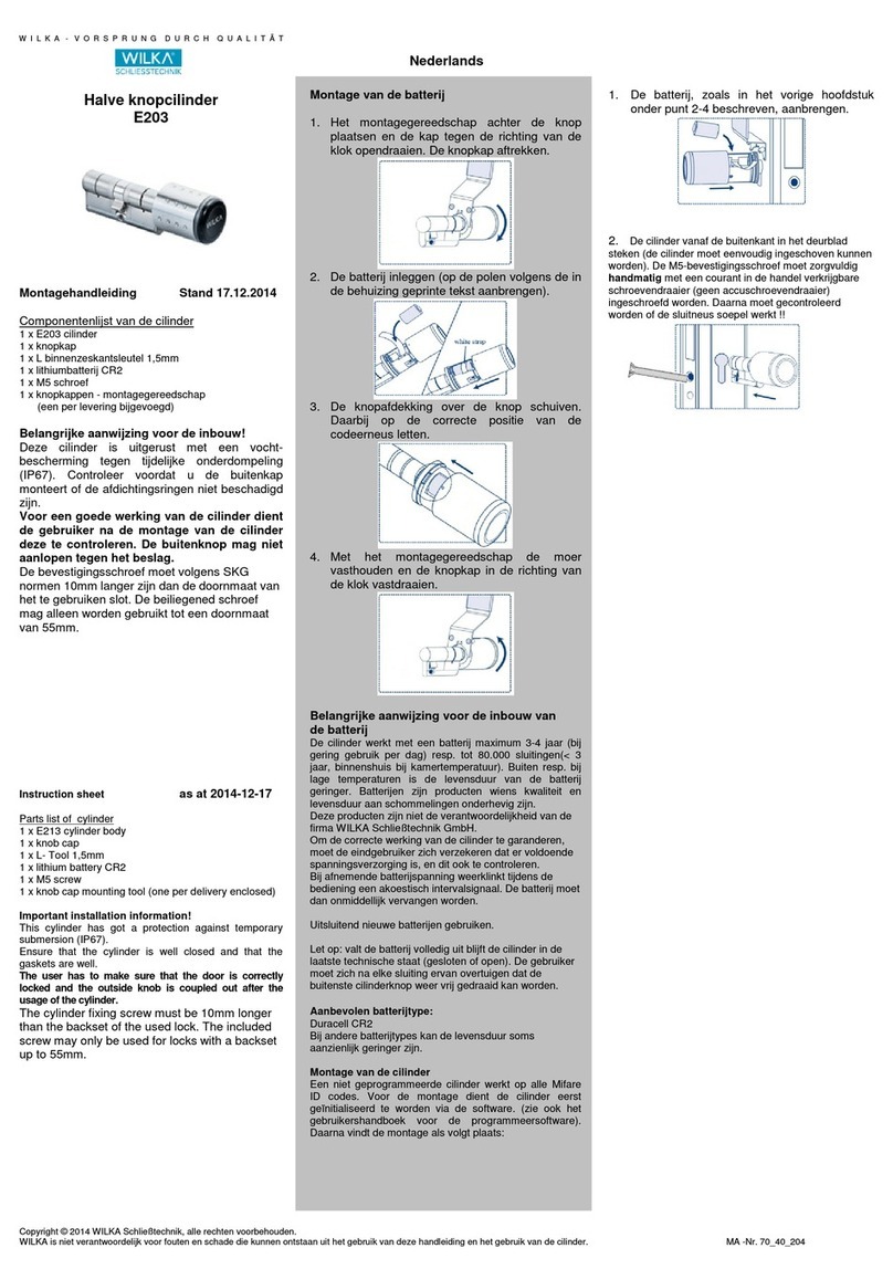 Wilka E203 instruction sheet Wilka E203 instruction sheet