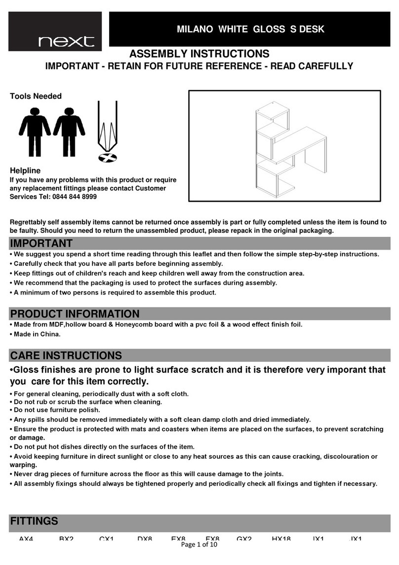 Next MILANO WHITE GLOSS S DESK User manual Next MILANO WHITE GLOSS S DESK User manual