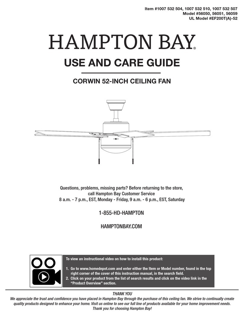 HAMPTON BAY CORWIN 56050 Use and care guide