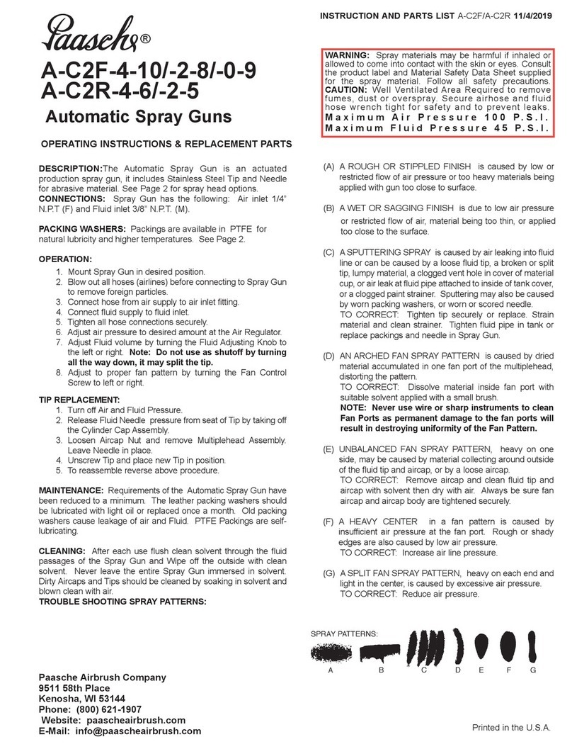 paasche A-C2F-4-10 operating instructions