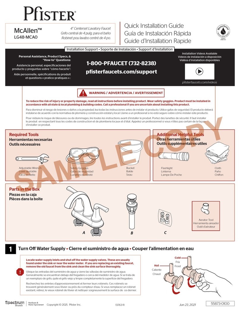 Pfister McAllen LG48-MCA0 Quick installation guide Pfister McAllen LG48-MCA0 Quick installation guide