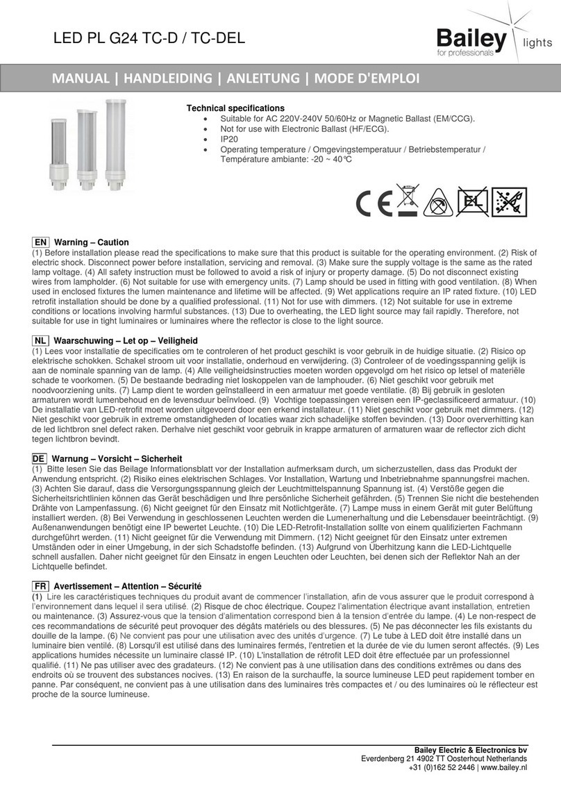 Bailey LED PL G24 TC-D User manual