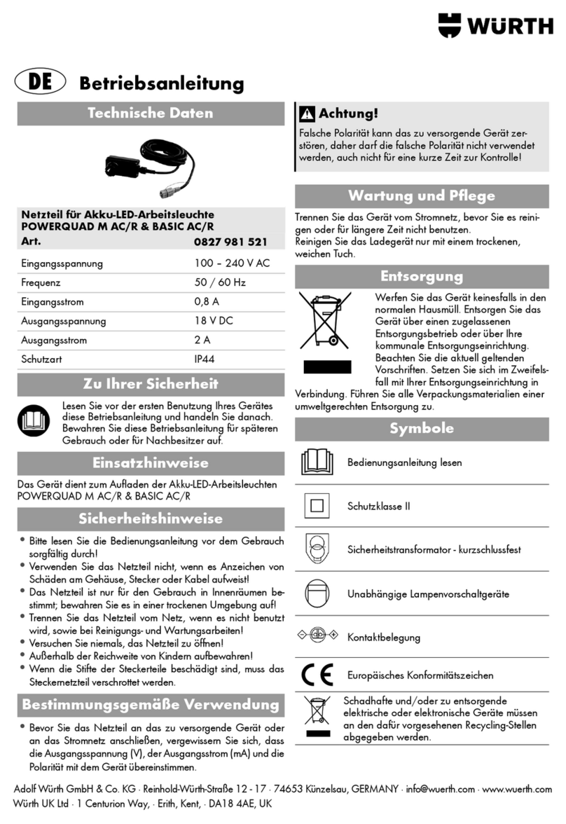 Würth 0827 981 521 operating manual