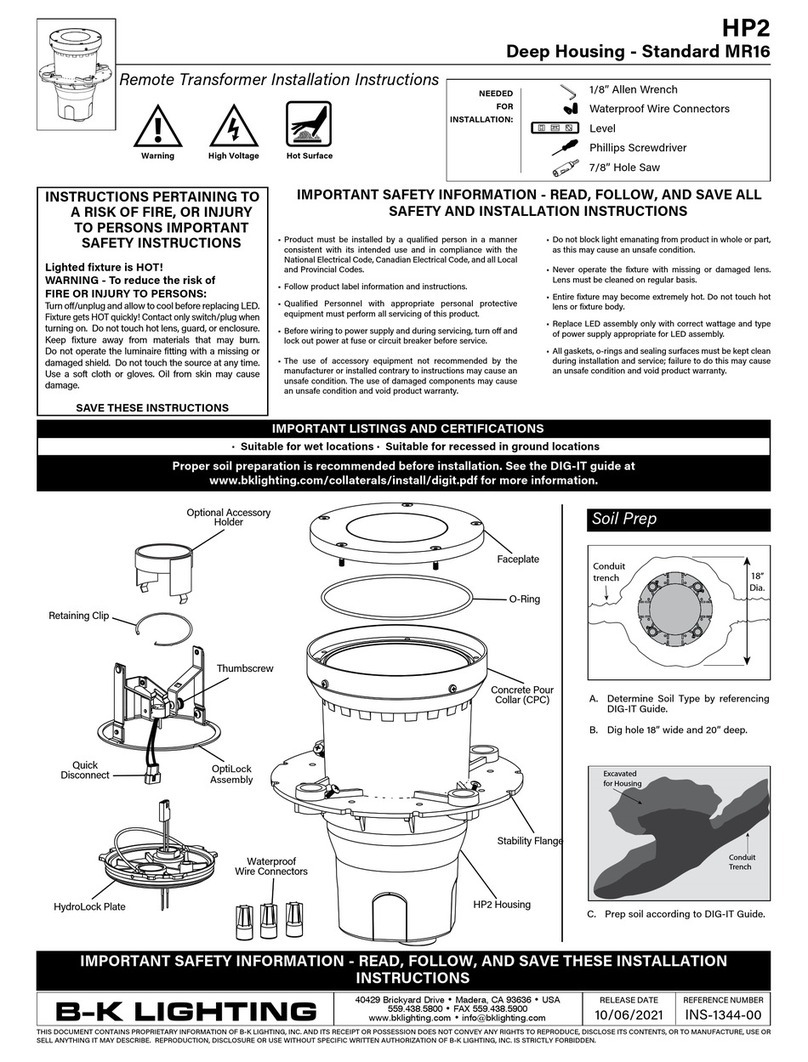 B-K lighting HP2 SERIES installation instructions
