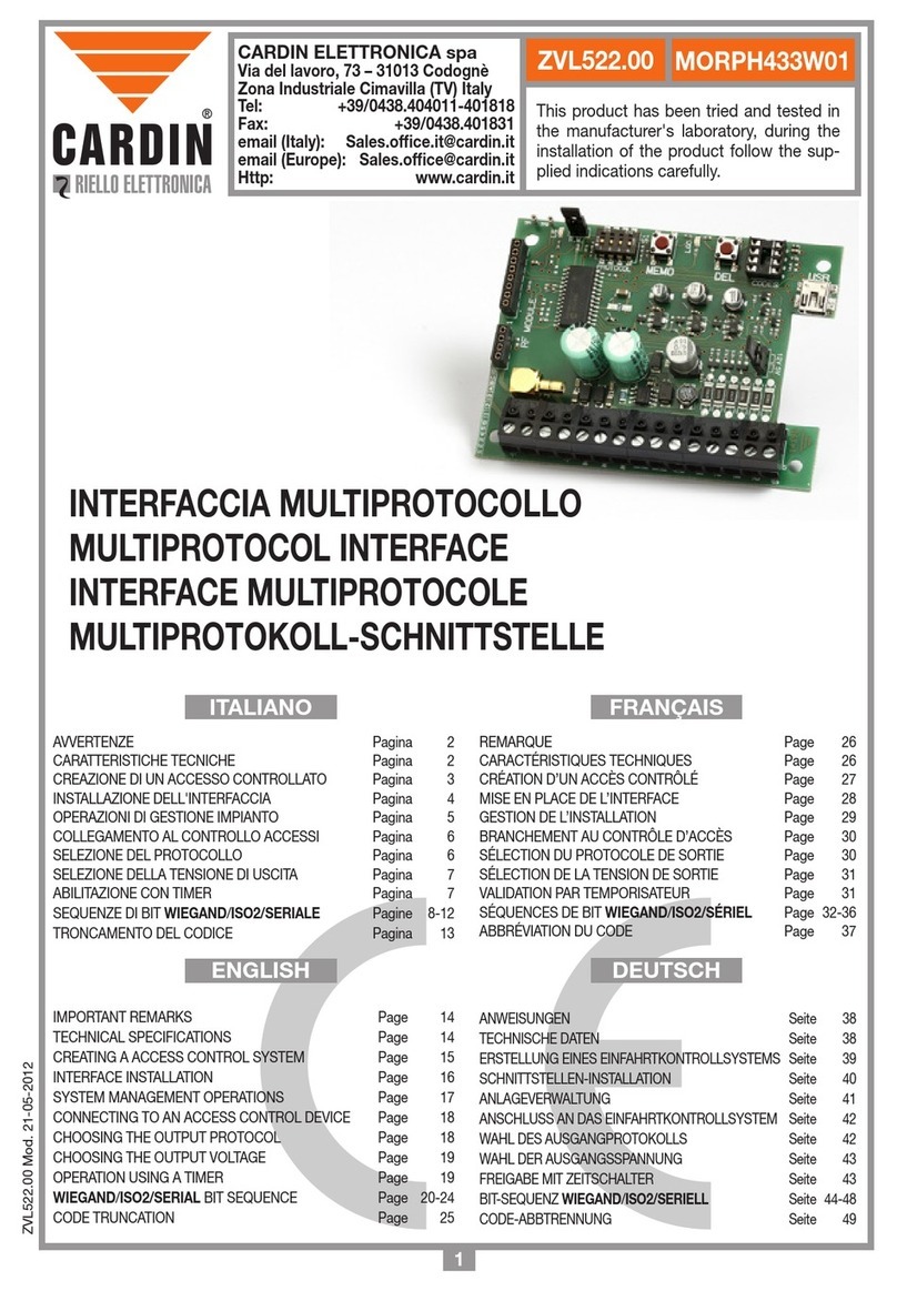 Cardin Elettronica MORPH433W01 manual
