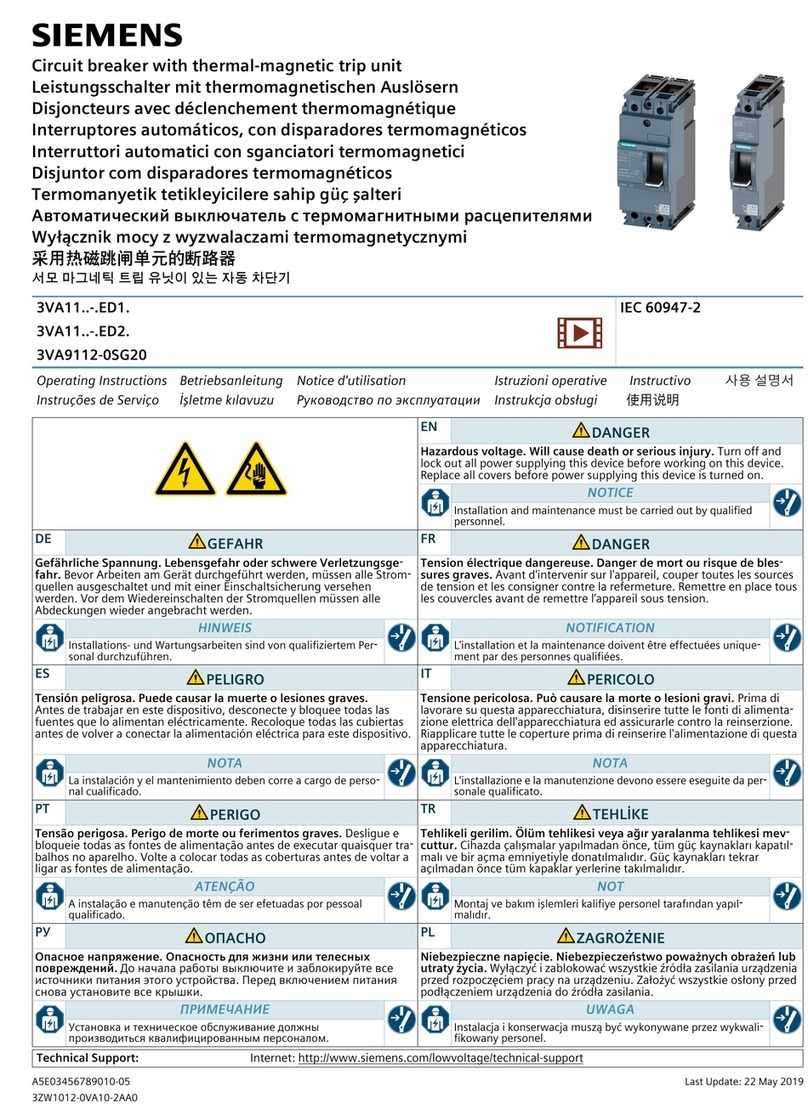 Siemens 3VA11 ED1 Series operating instructions