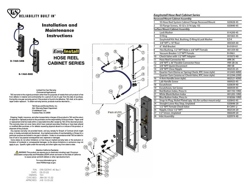 T&S B-1460-SMB Installation and maintenance instructions