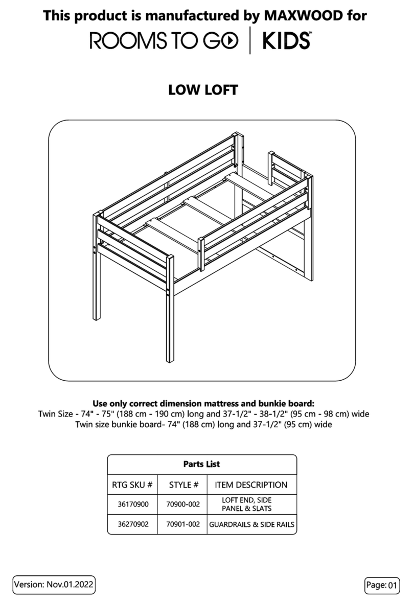 Maxwood Furniture ROOMS TO GO KIDS LOW LOFT manual