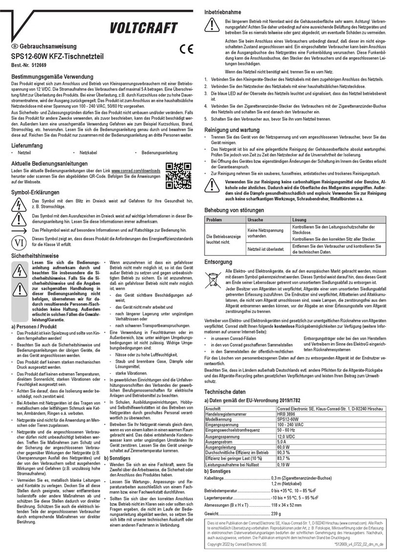 VOLTCRAFT SPS12-60W User manual