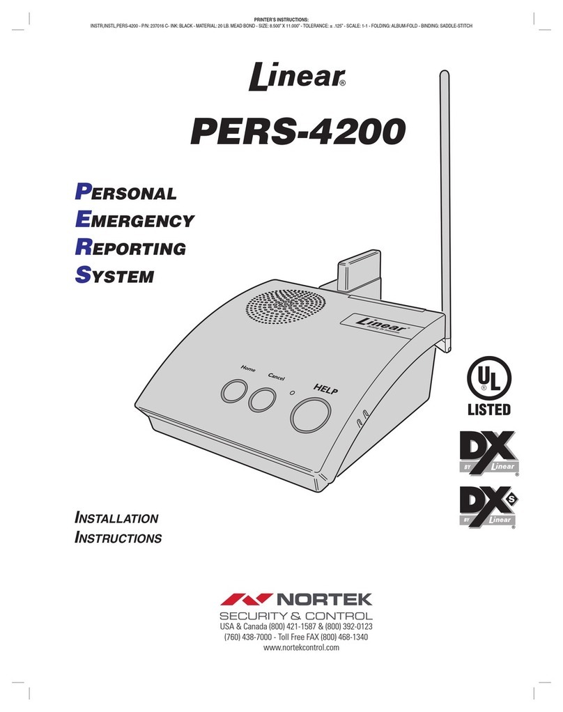 Nortek Linear PERS-4200 installation instructions