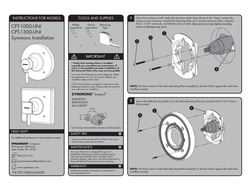 Speakman Symmons CPT-1000-UNI User manual