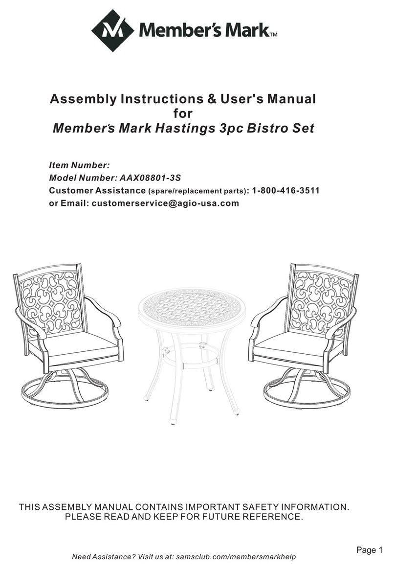 Members Mark Hastings AAX08801-3S Assembly instructions & user manual Members Mark Hastings AAX08801-3S Assembly instructions & user manual