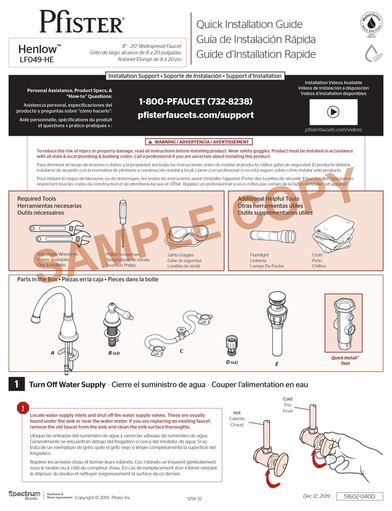 Spectrum Brands Pfister Henlow LF049-HE Quick installation guide Spectrum Brands Pfister Henlow LF049-HE Quick installation guide