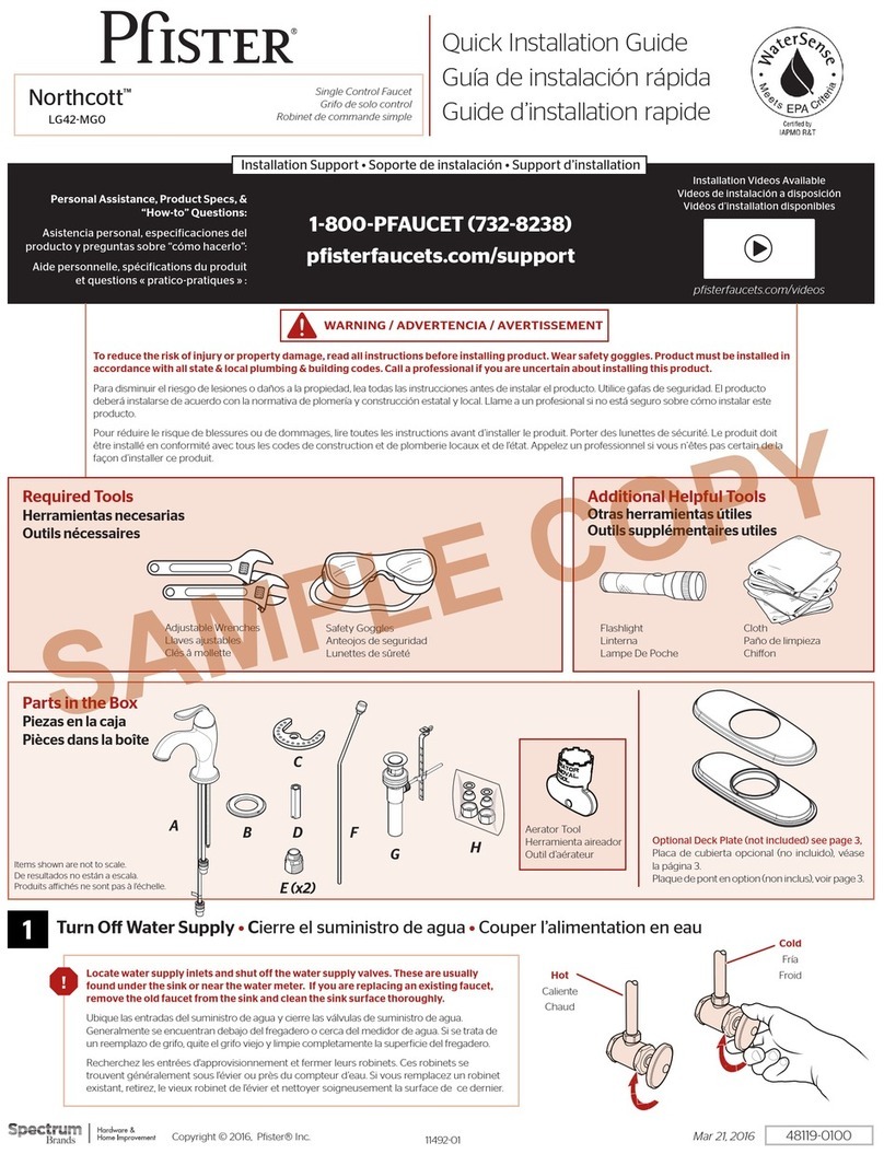 Spectrum Brands Pfister Northcott LG42-MG0 Quick installation guide