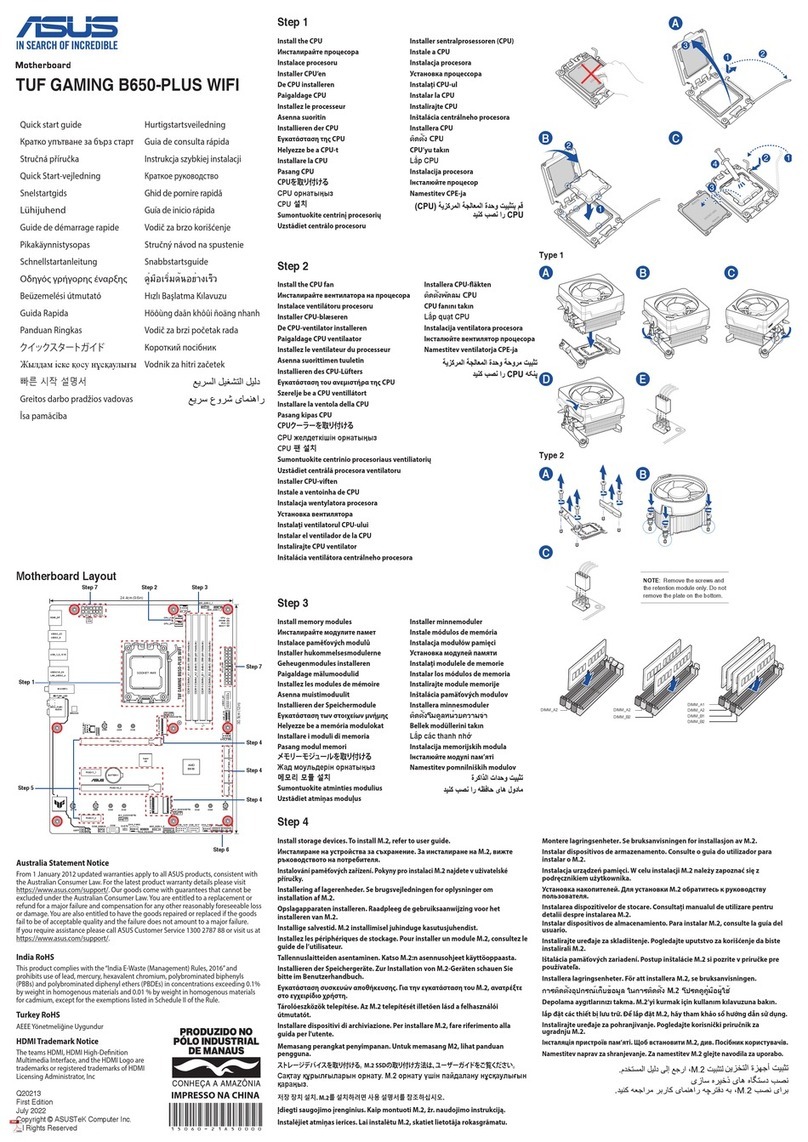 Asus TUF GAMING B650-PLUS quick start guide