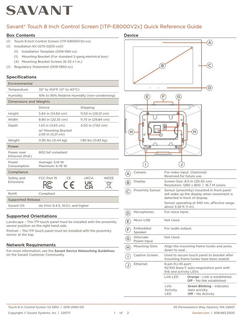 Savant ITP-E8000V2 User manual